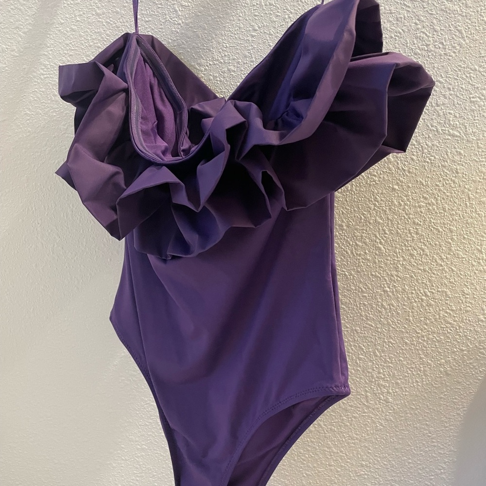 Zara Purple Ruffled Swimsuit